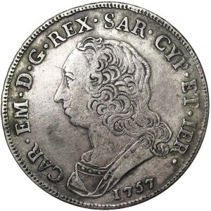 Itálie, Sardinské království (1324-1861), Carlo Emanuele III (1730-1773), 1/2 Scudo 1757, Turín