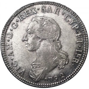 Italie, Royaume de Sardaigne (1324-1861), Vittorio Amedeo III (1773-1796), 1/2 Scudo 1792, Turin