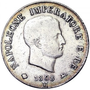 Italia, Regno d'Italia, Napoleone I (1805-1814), 5 Lire 1808, Milano