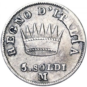 Italien, Königreich Italien, Napoleon I. (1805-1814), 5 Soldi 1813, Mailand