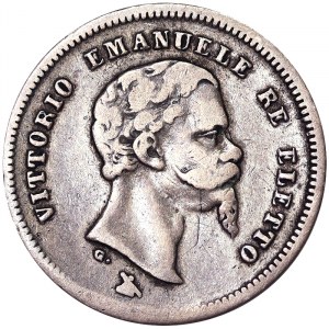 Taliansko, Talianske kráľovstvo, Vittorio Emanuele II Re Eletto Zvolený kráľ (1859-1861), 50 Centesimi 1860, Florencia