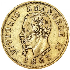 Itálie, Italské království, Vittorio Emanuele II (1861-1878), 10 lir 1863, Turín