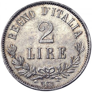 Taliansko, Talianske kráľovstvo, Vittorio Emanuele II (1861-1878), 2 Lire 1863, Neapol