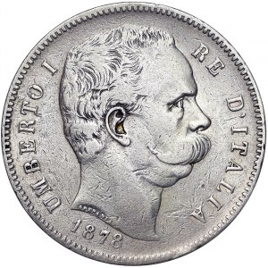 Italy, Kingdom of Italy, Umberto I (1878-1900), 5 Lire 1878, Rome