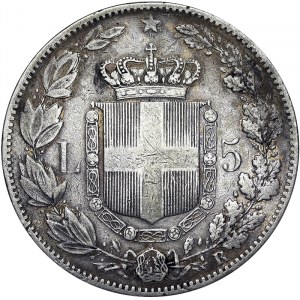 Taliansko, Talianske kráľovstvo, Umberto I. (1878-1900), 5 Lire 1878, Rím