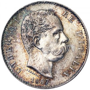 Italie, Royaume d'Italie, Umberto I (1878-1900), 1 Lira 1887, Milan