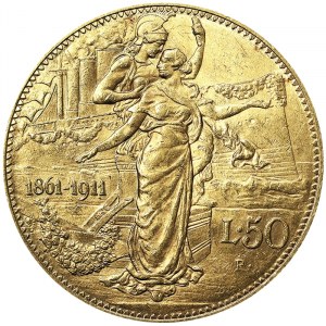 Itálie, Italské království, Vittorio Emanuele III (1900-1946), 50 lir 1911, Řím