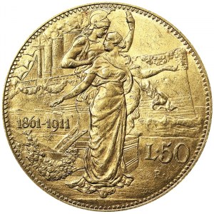 Italia, Regno d'Italia, Vittorio Emanuele III (1900-1946), 50 lire 1911, Roma