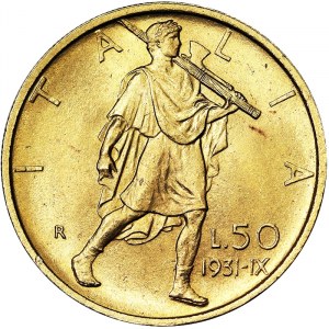 Taliansko, Talianske kráľovstvo, Vittorio Emanuele III (1900-1946), 50 Lire 1931, Rím