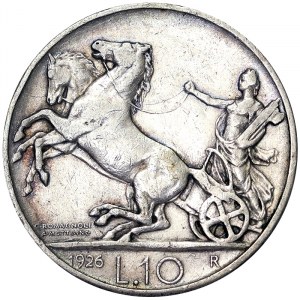 Taliansko, Talianske kráľovstvo, Vittorio Emanuele III (1900-1946), 10 Lire 1926, Rím