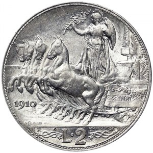 Italia, Regno d'Italia, Vittorio Emanuele III (1900-1946), 2 lire 1910, Roma