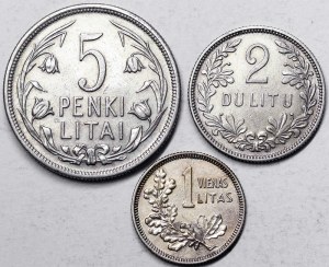Lituanie, République (1918-date), Lot 3 pièces.