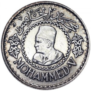Maroko, kráľovstvo, Mohammed V (1346-1381 AH) (1927-1962 AD), 500 frankov 1956