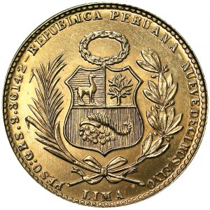 Peru, Republika (1901-date), 20 Soles De Oro 1967, Lima