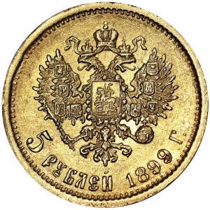 Rusko, impérium, Mikuláš II (1894-1917), 5 rubľov 1899, Petrohrad