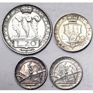San Marino, San Marino, Republic Second coinage (1931-1938), Lot 4 pcs.