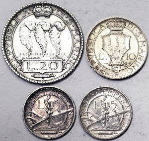 San Marino, San Marino, Republic Second coinage (1931-1938), Lot 4 pcs.