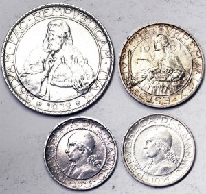 Saint-Marin, Saint-Marin, République Deuxième monnaie (1931-1938), Lot 4 pièces.