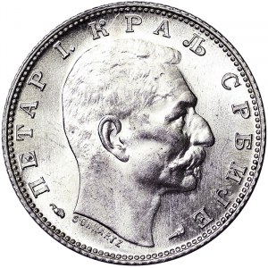 Serbia, Regno, Pietro I (1903-1918), 1 dinaro 1915