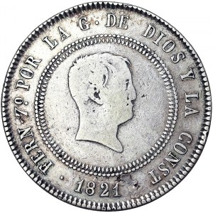 Spain, Kingdom, Ferdinand VII (1808-1833), 10 Reales 1821, Madrid