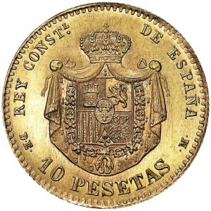 Hiszpania, Królestwo, Francisco Franco (1939-1975), 10 peset 1878 *1962, Madryt