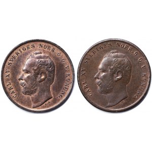 Schweden, Königreich, Carl XV (1859-1872), Los 2 Stk.