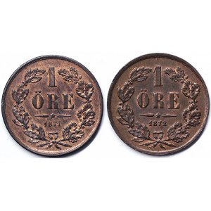 Sweden, Kingdom, Carl XV (1859-1872), Lot 2 pcs.