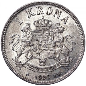 Sweden, Kingdom, Oscar II (1872-1907), 1 Krona 1890