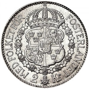 Sweden, Kingdom, Gustav V (1907-1950), 2 Kronor 1939