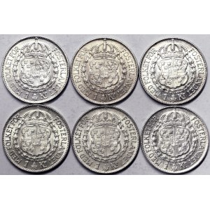 Suède, Royaume, Gustave V (1907-1950), 1 couronne Lot 6 pièces.
