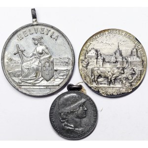 Švýcarsko, Lausanne, šarže 3 ks se 2 stříbrnými medailemi.
