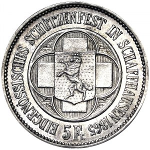 Schweiz, Schweizerische Eidgenossenschaft (1848-datum), 5 Franken 1865, Bern