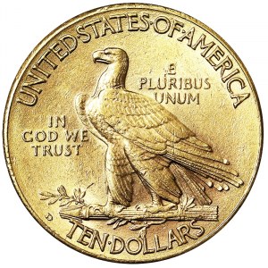Spojené štáty, 10 dolárov (Indiánska hlava) 1909, Denver
