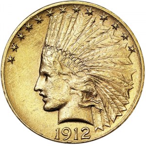 Spojené štáty, 10 dolárov (Indiánska hlava) 1912, Phildelphia