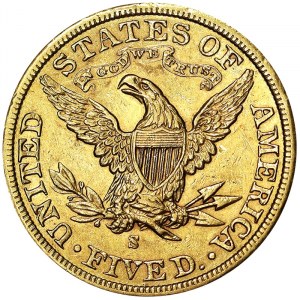 Stati Uniti, 5 dollari (testa della Libertà) 1903, San Francisco