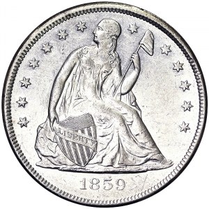 Spojené státy americké, 1 dolar (Seated Liberty No Motto 1840-1865) 1859, New Orleans