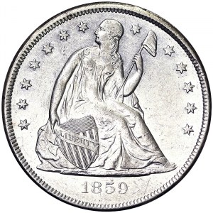 Stany Zjednoczone, 1 Dolar (Siedzący Liberty bez Motta 1840-1865) 1859, Nowy Orlean