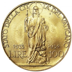 Vatican City (1929-date), Pio XI (1929-1939), 100 Lire 1933-1934, Rome