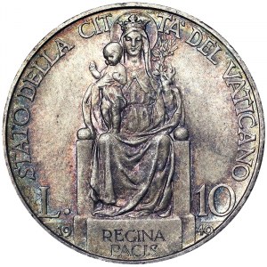Watykan (1929 - zm.), Pio XII (1939-1958), 10 lirów 1940, Rzym