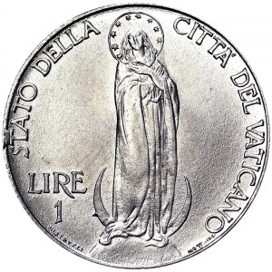 Watykan (1929 - zm.), Pio XII (1939-1958), 1 lir 1940, Rzym