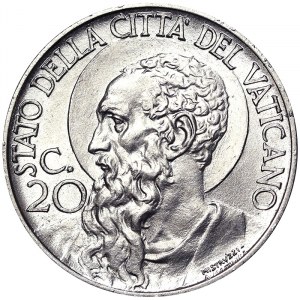 Cité du Vatican (1929-date), Pie XII (1939-1958), 20 Centesimi 1940, Rome