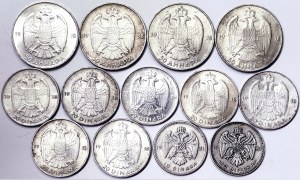 Jugoslavia, Regno, Pietro II (1934-1945), Lotto d'argento 13 pezzi.