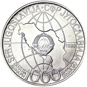Jugoslávie, Socialistická federativní republika Jugoslávie (1963-1992), 1 000 Dinara 1980