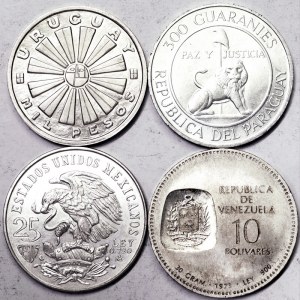 Lots de monnaies du monde, lot 4 pièces.