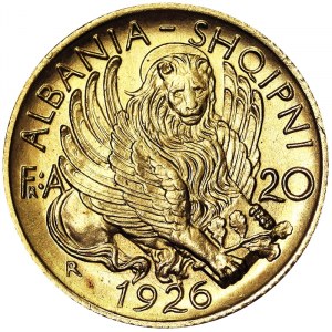 Albania, Kingdom, Zog I (1926-1939), 20 Franga Ari 1926, Rome