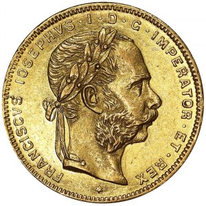 Austria, Impero austro-ungarico, Francesco Giuseppe I (1848-1916), 8 Gulden (20 franchi) 1877, Vienna