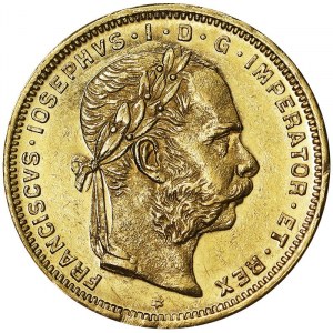 Rakousko, Rakousko-Uhersko, František Josef I. (1848-1916), 8 zlatých (20 franků) 1888, Vídeň