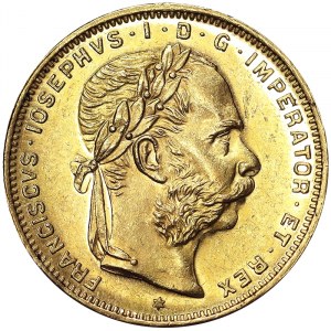 Austria, Cesarstwo Austro-Węgierskie, Franciszek Józef I (1848-1916), 8 Gulden (20 franków) 1889, Wiedeń