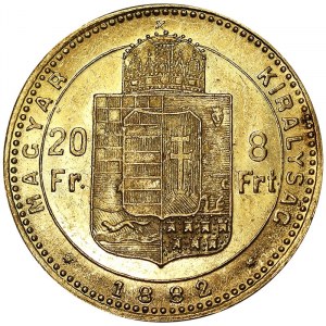 Austria, Austro-Hungarian Empire, Franz Joseph I (1848-1916), 8 Forint 1882, Kremnitz