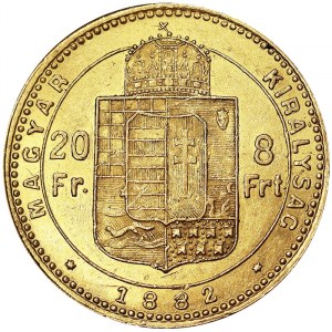 Rakousko, Rakousko-Uhersko, František Josef I. (1848-1916), 8 forintů 1882, Kremnice